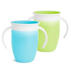 Munchkin Miracle 360 Trainer Sippy Cups 7 oz 2 Pack Green Blue 6M+